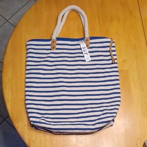 summer & rose Blue and White Striped Tote Bag NWT